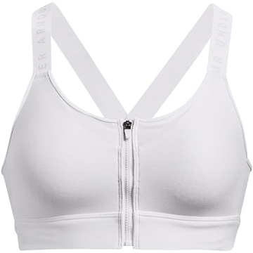 Under Armour Womens Infinity High-Impact Zip Sports Bra, White / Halo Gray, Medium