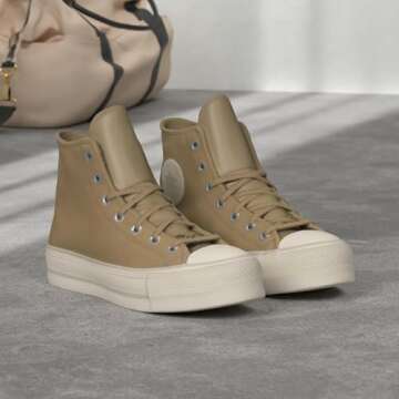 Converse Women's Chuck Taylor All Star Lift Cozy Utility Sneakers, Nomad Khaki/Desert Sand/Egret, Tan, 8 Medium US