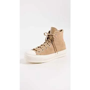 Converse Women's Chuck Taylor All Star Lift Cozy Utility Sneakers, Nomad Khaki/Desert Sand/Egret, Tan, 8 Medium US