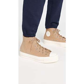 Converse Women's Chuck Taylor All Star Lift Cozy Utility Sneakers, Nomad Khaki/Desert Sand/Egret, Tan, 8 Medium US