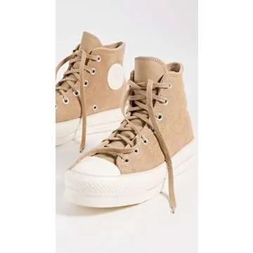 Converse Women's Chuck Taylor All Star Lift Cozy Utility Sneakers, Nomad Khaki/Desert Sand/Egret, Tan, 8 Medium US