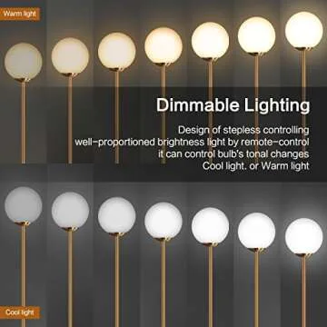 Oneach LED Floor Lamp Frosted Glass Ball Lamp Mid Century Modern Standing Lamp for Living Rooms Tall Pole Light for Bedroom Office with LED Bulb Antique Brass