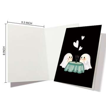 Nchigedy Cute Halloween Card for Him Her, Ghost Valentines Day Card for Boyfriend Girlfriend, Spooky...