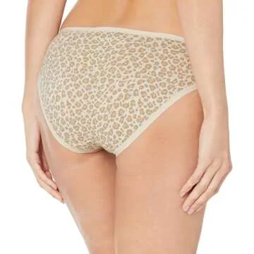 Amazon Essentials Women's Cotton Bikini Brief Underwear (Available in Plus Size), Pack of 6, Animal Print/Leopard/Multicolor/Stripe, Medium