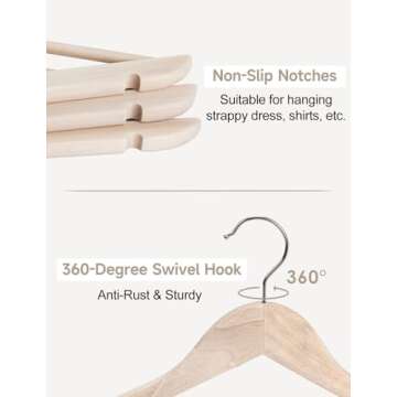 StorageWorks Wooden Coat Hangers for Stylish Organization