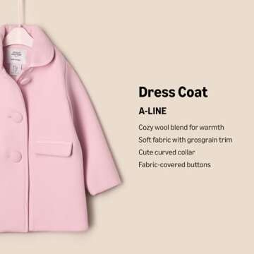Amazon Essentials x Sofia Grainge Baby Girls' Wool Blend Coat, Pink, 12 Months