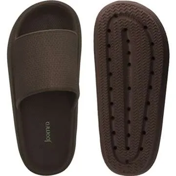 Joomra Slippers for Women Mens Foam Pillow House Shower Bath Bathroom Puffy Home Platform Sandals Shower Cushion Slides for Ladies Female Male Sandles Chocolate 37-38