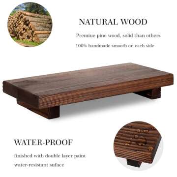 Bathroom Counter Organizer Wood Pedestal Stand Farmhouse Decorative Tray Soap Holder for Kitchen Decor, Large 10" x 4.5" - Drak Brown