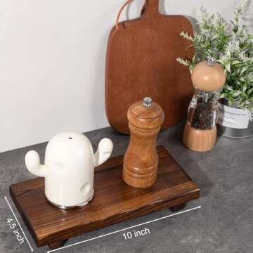 Bathroom Counter Organizer Wood Pedestal Stand Farmhouse Decorative Tray Soap Holder for Kitchen Decor, Large 10" x 4.5" - Drak Brown