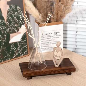 Bathroom Counter Organizer Wood Pedestal Stand Farmhouse Decorative Tray Soap Holder for Kitchen Decor, Large 10" x 4.5" - Drak Brown