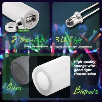 Bietrun 105PCS Foam Glow Sticks, Glow Sticks Bulk Party Pack, LED Light up Foam Sticks for Wedding with 3 Modes Colorful Flashing, Neon Party Favors Supplies for Birthday, Carnival, Concert