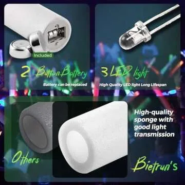 Bietrun 105PCS Foam Glow Sticks, Glow Sticks Bulk Party Pack, LED Light up Foam Sticks for Wedding with 3 Modes Colorful Flashing, Neon Party Favors Supplies for Birthday, Carnival, Concert