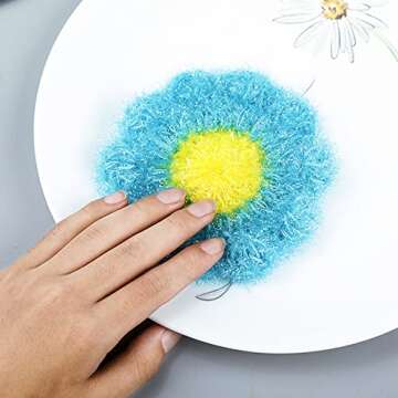 Colorful Flower Dish Scrubbers - 6 Pcs Non-Scratch Set
