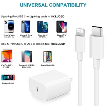 iPhone Fast Charger 3+3Pack 20W USB C Wall Charger with 6FT Fast Charging Cable Compatible with iPhone 14/13/12/11/Pro/Pro Max