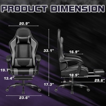 Homall Gaming Chair with Massage Feature and Footrest