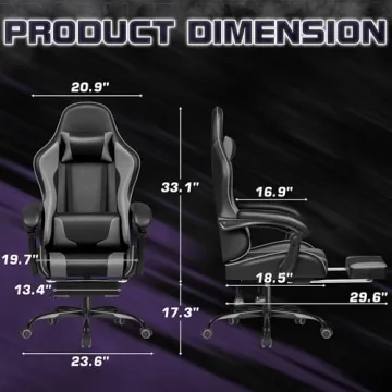 Homall Gaming Chair with Massage Feature and Footrest