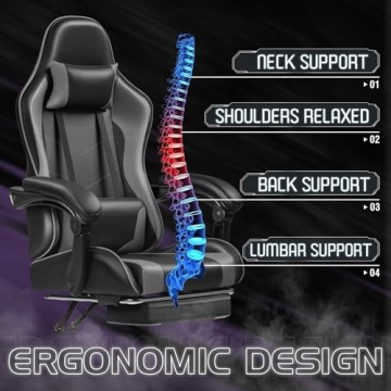 Homall Gaming Chair with Massage Feature and Footrest