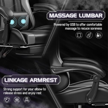 Homall Gaming Chair with Massage Feature and Footrest