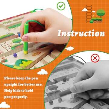 Magnetic Color and Number Maze, Montessori Toys for 3 Year Old, Preschool Learning Activities Busy Board Educational Toys for Toddlers, for 3 4 5 Year Old Boys and Girls