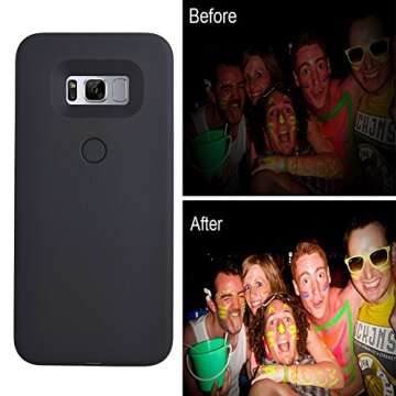 AUYOUWEI Galaxy S8 Plus Case, LED Illuminated Selfie Light Case Cover [Rechargeable] Light Up Luminous Selfie Flashlight Cell Phone Case for Samsung S8+/ Plus (Black)