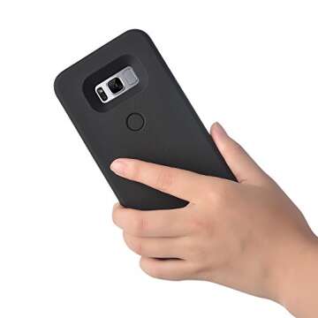 AUYOUWEI Galaxy S8 Plus Case, LED Illuminated Selfie Light Case Cover [Rechargeable] Light Up Luminous Selfie Flashlight Cell Phone Case for Samsung S8+/ Plus (Black)
