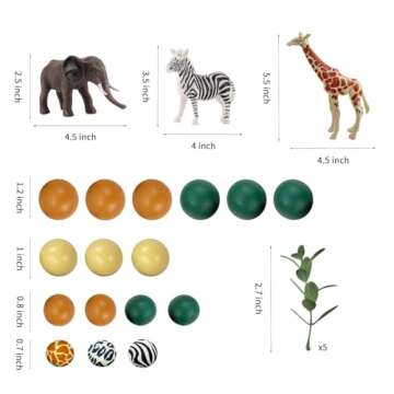 Safari Jungle Animal Cake Toppers with Colorful Balls for Birthdays