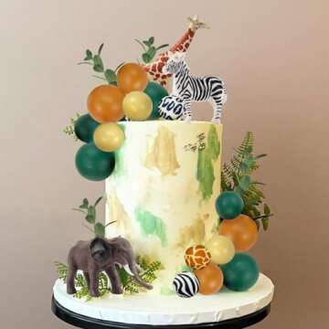 Safari Jungle Animal Cake Toppers for Birthday & Baby Shower
