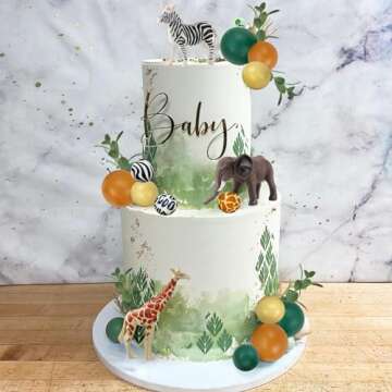 Safari Jungle Animal Cake Toppers for Birthday & Baby Shower