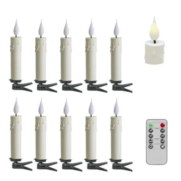 LED Taper Candles Pack of 10 Flameless 3D Flickering Taper Candles Battery Operated Taper Christmas ...