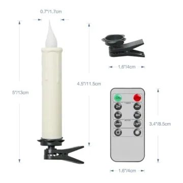 LED Taper Candles Pack of 10 Flameless 3D Flickering Taper Candles Battery Operated Taper Christmas Tree Candles Lights with Timer,Remote and Clips for Indoor and Outdoor Home Holiday Decorations