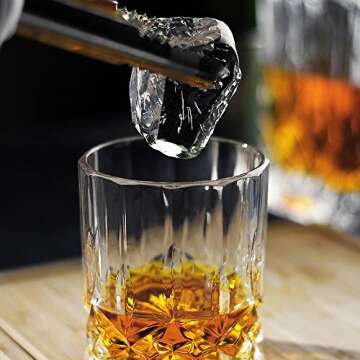 LUXU Whiskey Glasses(Set of 4)-11 oz sculpted Scotch Glass,Old Fashioned Glasses,Crystal Bourbon Rock Glasses,Large Bar Glasses,Unique Glassware Tumblers for Cocktails