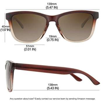MEETSUN Polarized Sunglasses for Women Men Classic Retro Designer Style (Ombre Brown Frame/Gradient Lens, 54)