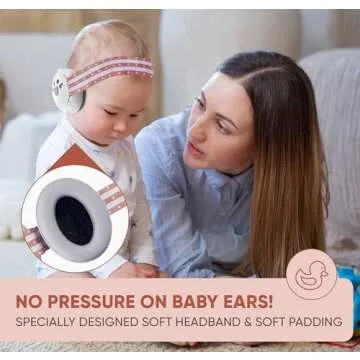 Lunobaby Baby Ear Muff - Noise Canceling Headphone for Infant Hearing Protection - Newborn Earmuff Airplane Travel Essential (Pink)