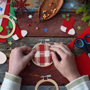 Caydo 10 Pieces 2.5 Inch Mini Embroidery Hoops Circle, Cross Stitch Hoop for Embroidery, Art Craft Handy Sewing, and Christmas Decoration