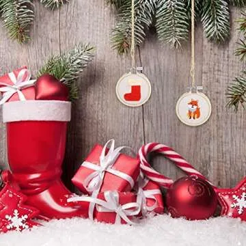 Caydo 10 Pieces 2.5 Inch Mini Embroidery Hoops Circle, Cross Stitch Hoop for Embroidery, Art Craft Handy Sewing, and Christmas Decoration