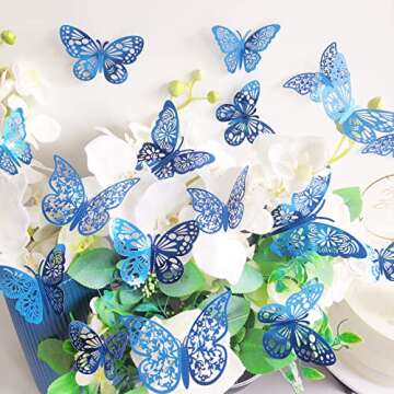Nelotaor 72 Pcs Butterfly Wall Decor, 3 Styles 3 Sizes 3D Butterfly, Blue Butterfly, Wedding Decorat...
