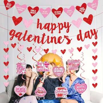 Glittery Galentine's Day Banner for Celebrations