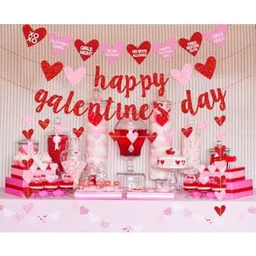Glittery Galentine's Day Banner for Celebrations