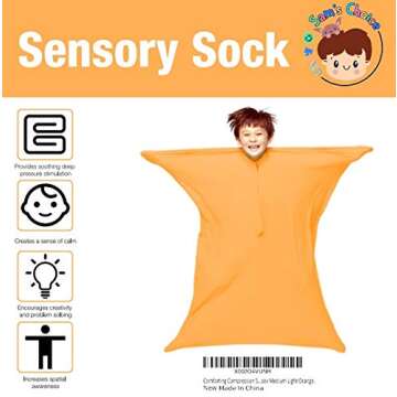 Sam's Choice Comforting Compression Sensory Body Sock Unisex Medium Light Orange Proprioceptive and ...