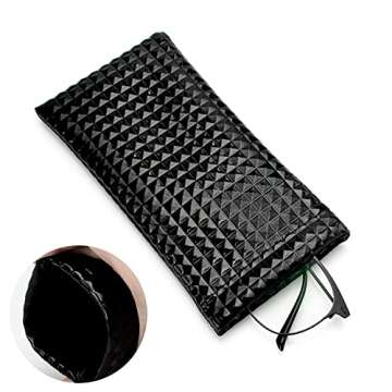 Vemiss Hard Shell Eyeglasses Cases, Linen Fabrics Protector Sunglasses Case, Large Glasses Case (Large Gray/Green+Pouch)