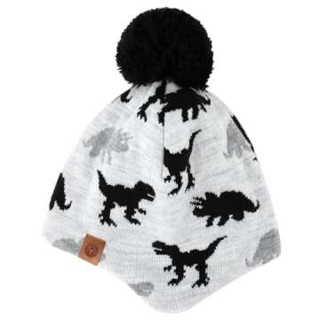 Duoyeree Kids Beanie Hat Warm Cozy Pom-pom Skull Cap