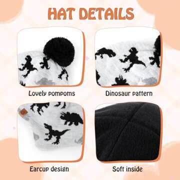 Duoyeree Kids Beanie Hat Warm Cozy Pom-pom Skull Cap