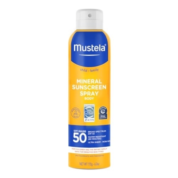 Mustela Baby Mineral Sunscreen Spray SPF 50 - Fragrance Free, Broad Spectrum, Water Resistant for Se...