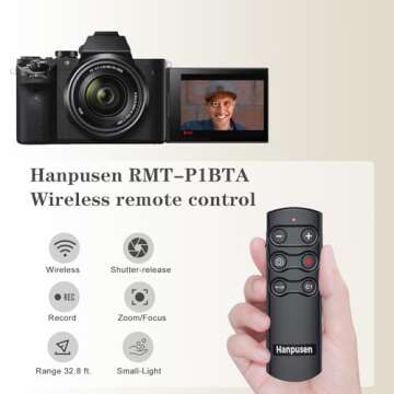 for Sony Wireless Camera Remote Control Shutter Release Compatible with Sony A7C,A7III,ZV-1,ZV-E10,ZV-1F,A6100,A6400,A6700,A7IV,RX100 VII,A9,A9 II,DSC-RX0 II,DSC-RX100 VII,Replace Sony RMT-P1BT