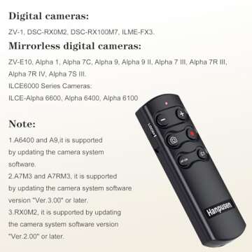 for Sony Wireless Camera Remote Control Shutter Release Compatible with Sony A7C,A7III,ZV-1,ZV-E10,ZV-1F,A6100,A6400,A6700,A7IV,RX100 VII,A9,A9 II,DSC-RX0 II,DSC-RX100 VII,Replace Sony RMT-P1BT