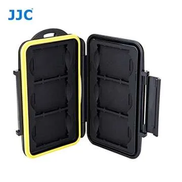 JJC MC-XQD6 Ruggard XQD Card Case, Shockproof XQD Case, Water-Resistant XQD Case Case, Rubber Sealed Ergonomic Locking Easy Carrying Memory Card Case fits 6 x XQD Cards