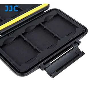 JJC MC-XQD6 Ruggard XQD Card Case, Shockproof XQD Case, Water-Resistant XQD Case Case, Rubber Sealed Ergonomic Locking Easy Carrying Memory Card Case fits 6 x XQD Cards