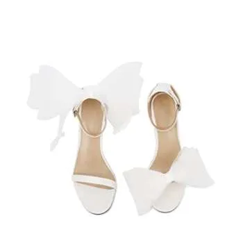 keleimusi Womens Wedding Sandals with Asymmetric Mesh Bows Dress Ankle Strap Stiletto Heels