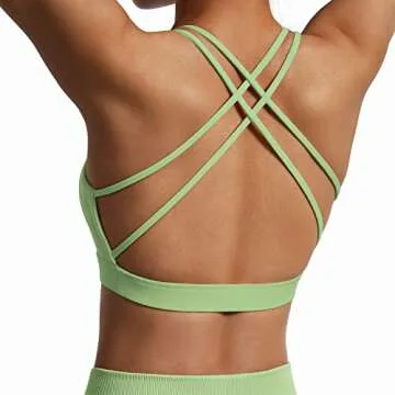 RUUHEE Women Workout Sports Bra Strappy Criss Cross Back Padded Yoga Crop Top(Small,Tender Greens-7)