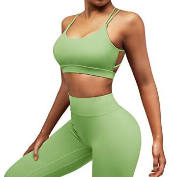 RUUHEE Women Workout Sports Bra Strappy Criss Cross Back Padded Yoga Crop Top(Small,Tender Greens-7)